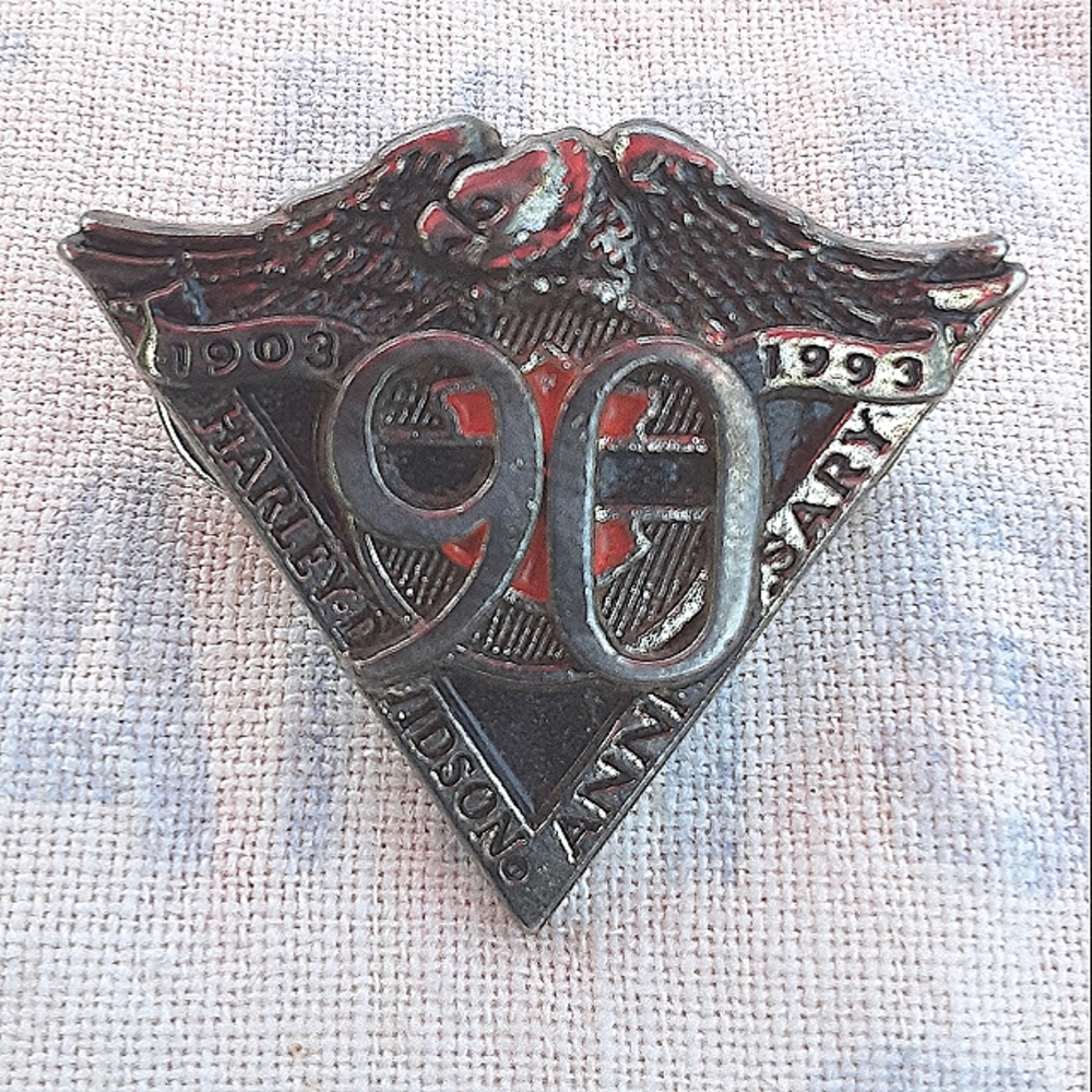 90th anniversary Harley Davidson 1993 badge pin motorcycle biker